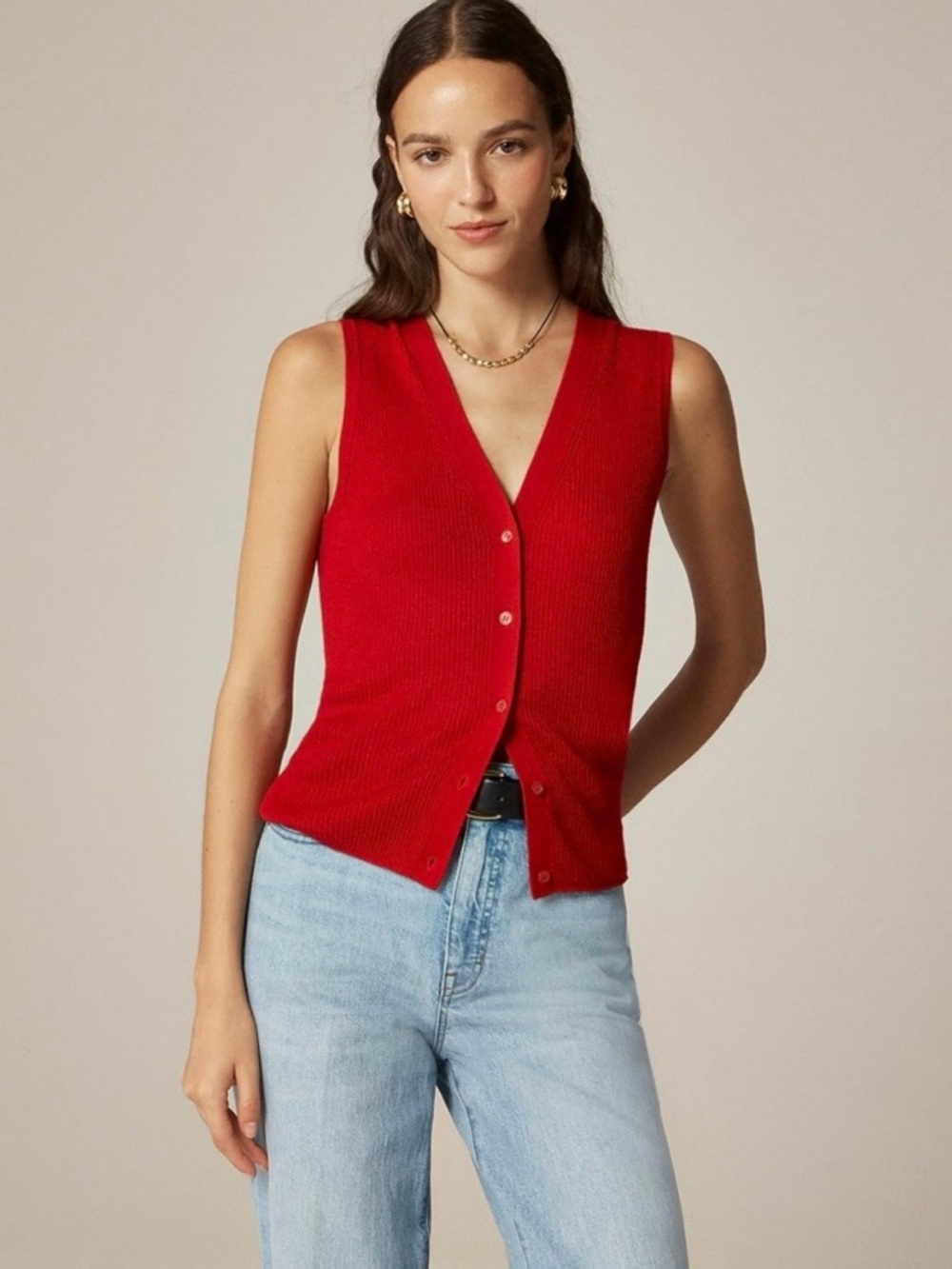 J. Crew Cashmere-silk Blend Sweater Shell Radiant Ruby Red